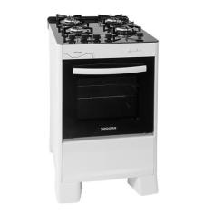 Fogão De Piso 4 Bocas Mesa Vidro Neo Glass Suggar Bivolt, Branco, Bivo