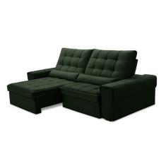 Sofá 3 Lugares Retrátil e Reclinável Alasca Veludo Verde