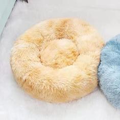 Cama calmante para cães e gatos, cama anti-ansiedade donut aquecimento aconchegante macio para cães e gatos cama redonda, cama macia fofa de pelúcia sintética para cães e gatos grandes, pequenos e médios diâmetro 40 cm