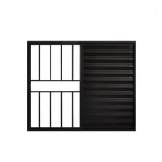 Janela de Alumínio Veneziana 100x120cm 3 Folhas Grade Hale Esquadrias Preto