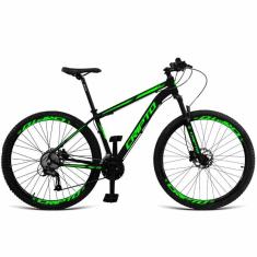 Bicicleta Aro 29 Cripto 24 Marchas Shimano E Freios A Disco - Preto-verde - 21&quot; Preto-verde