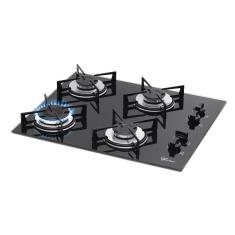 Fogão Cooktop Fischer 4 Queimadores Gás Mesa Vidro Preto Bivolt