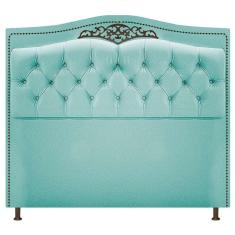 Cabeceira Estofada Yasmim 160 cm Queen Size Suede Azul Tiffany