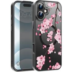 FUNMIKO Capa para iPhone 16 Plus com protetor de tela de privacidade, compatível com carregamento sem fio, capa fosca translúcida à prova de choque - linda capa de telefone com design floral para
