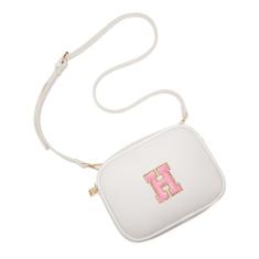 Viverte Bolsa infantil para meninas, bolsa transversal de couro sintético com inicial para meninas, presentes de aniversário personalizados, Branco creme