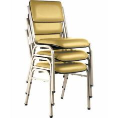 Kit com 3 Cadeiras para Auditórios Linha Hotel Smart Amarelo