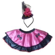 Saia Halloween Adulto Cetim Luxo E Tiara Bruxinha Fantasia Feminina Di