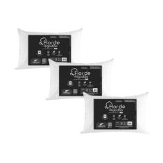 Kit 3 Travesseiros Flor de Algodão Macio - Fibrasca