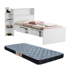Cama De Solteiro Isa Resistente De MDF Com Duas Gavetas Baú Nichos Col