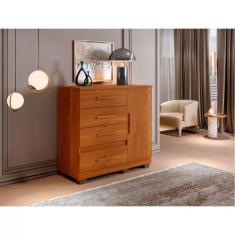 Cômoda New Florença com 1 Porta e 4 Gavetas - Benetil - Cinamomo - Ben