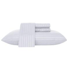 Jogo de Cama Queen Andreza Stripe Branco 4 pçs (2 Lençois e 2 Fronha)
