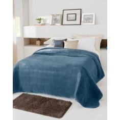 Cobertor Jolitex Kyor King Liso Unicolor Azul  2,20 x 2,40 m