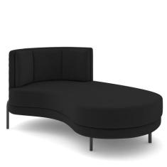 Sofá Chaise Longue Sala de Estar Living Lucca Direito D02 Veludo Preto