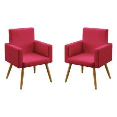 Kit 2 Poltronas Nina Sued Vermelho Aradecor