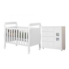 Quarto de Bebê com Berço Mini Cama 3 em 1 Soninho e Cômoda 100% Mdf 1 