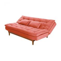 Sofá Cama Dubai 3 Lugares Império Reclinável Casal Pés Madeira Madero Coral 177