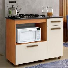 Balcão de Cozinha para Cooktop 5 Bocas Violeta 2 Portas 1 Gaveta Natur