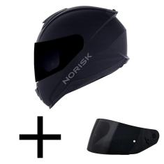 Capacete Norisk Razor Monocolor Preto Fosco Mais Viseira Fumê