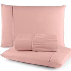 Jogo Lençol com Elástico Casal 3 peças Ponto Palito Micropercal 400 Fios