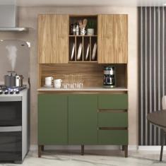 Armário Kit Cozinha com 4 Portas, 3 Gavetas Ac4430 Carvalho Carvalho Oak/Arbo/Petra