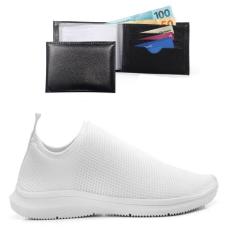 Tênis Masculino Super Leve Moderno Com Carteira - EXP, 39, Branco, Mas