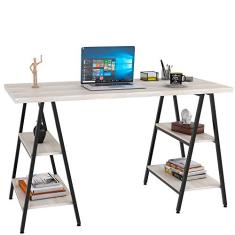 Mesa Para Escritório Estilo Industrial Cavalete Form C01 135cm Snow - Lyam Decor