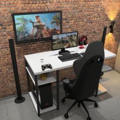 Mesa Gamer/escrivaninha Estilo Industrial, Branca G-0021 - Lenna Móvei