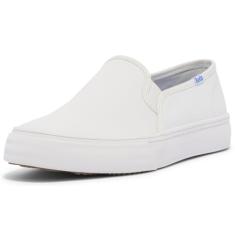Keds Tênis feminino Double Decker Slip on, Couro branco, 35