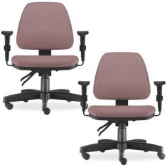 Kit 02 Cadeiras de Escritório Giratória Executiva Ergonômica Sky Suede