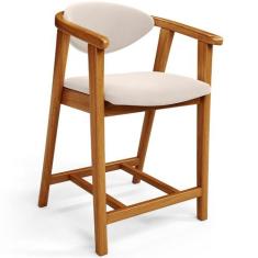 Banqueta Baixa Para Cozinha Sala de Jantar Bancada Cecília L02 Suede B