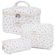 Bolsa de maquiagem, bolsa de cosméticos acolchoada, bolsa grande de ma