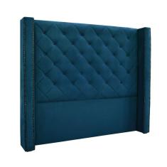 Cabeceira Cama Box Solteiro 90cm e Recamier Vicenza Veludo Azul Marinho S04 - D`Rossi