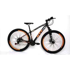 Bicicleta GTI Roma Aro 29 Quadro T 15 Alumínio Preto/Laranja 21V. Trocador Yamada