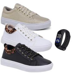 Kit 3 Tênis WSHOES Caminhada E Relógio Feminino-Feminino