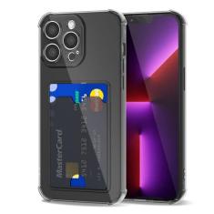 Svanove Capa carteira para iPhone 13 Pro com suporte para cartão, linda capa feminina transparente para cartão de crédito, capa de câmera rígida de borracha de silicone fina para mulheres e homens,