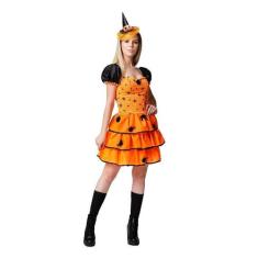 Fantasia Bruxa Aranha Adulto de Halloween Laranja - Fantasias Carol FS