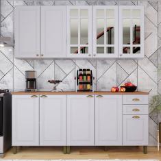 Cozinha Completa Firenze 10 Portas 2 Gavetas com Vidro Branco - Indekes