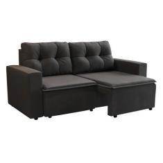 Sofá 3 Lugares Retrátil Amsterdã I Suede Preto 180 cm - Mobly