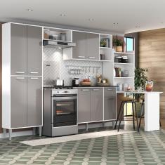 Cozinha Completa c/ Mesa Dobrável Siena Multimóveis MP2039 Branca/Lacca Fumê