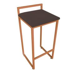 Banqueta Pietra Suede Base Cobre Marrom