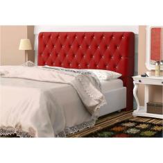 Cabeceira Casal King 190 cm Para Cama Box Lady Suede Vermelho Botões Strass - SA Móveis