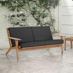 Sofá 2 Lugares Lótus Stain Jatóbá Acquablock Preto Acquablock Preto/Stain Jatobá