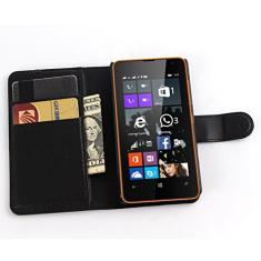 Capa carteira Microsoft Lumia 430, carteira flip de couro PU premium com compartimento para cartão, suporte e fecho magnético [capa interior à prova de choque de TPU] Compatível com Microsoft Lumia