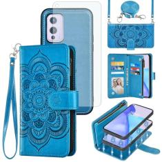 Asuwish Capa de celular para OnePlus 9 OnePlus9 5G com zíper carteira magnética com protetor de tela de vidro temperado alça porta-cartão floral One Plus9 On 1 Plus 1plus One+ 1+ 1+9 nove mulheres