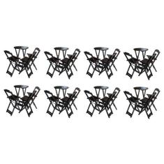 Kit 8 Jogos de Mesa Bistrô de Madeira Dobrável com 3 Banquetas - Tabac