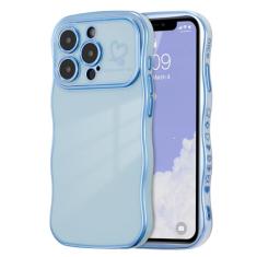 ZTOFERA Capa para iPhone 12 Pro Max de 6,7 polegadas, linda capa ondulada encaracolada com estampa de coração de amor, borda banhada de luxo, proteção total para câmera, à prova de choque, para