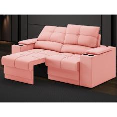 Sofá com Porta Copos e Carregador USB Retrátil e Reclinável Ringo 1,70m Velosuede - NETSOFAS