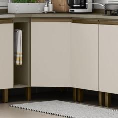 Balcão de Cozinha Canto Oblíquo 1 Porta Connect Henn, Duna com Cristal