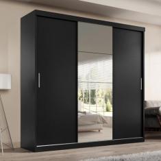Guarda Roupa Casal Paris 3 portas de correr 2 gavetas com espelho - To