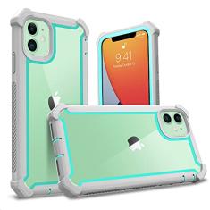 Capa à prova de choque com vidro temperado para iphone 13 12 11 Pro Max XR XS MAX 7 8 Plus SE 2020 Capa rígida híbrida robusta, cinza, para iPhone 12 Mini